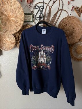 Vintage Jerzees Orlando Florida Disney Castle Graphic Crewneck